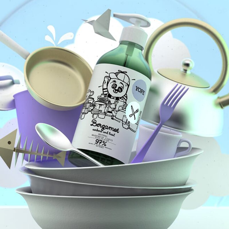 Yope Natural Detergent Washing-Up Liquid Bergamot & Basil 750ml