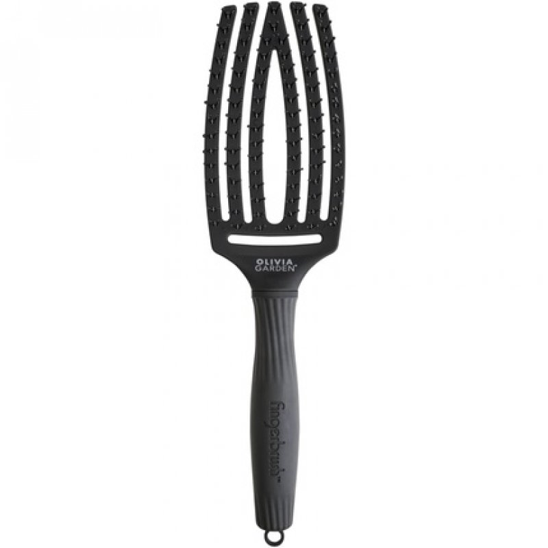 Olivia Garden Fingerbrush Care Iconic Double Bristles Black M