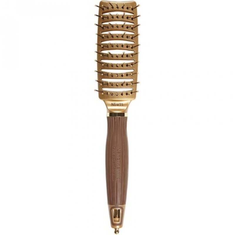 Olivia Garden NanoThermic Styler Vent Hair Brush with Anti-Bacterial Ceramic and Tourmaline-Ion Bristles 7 Rows