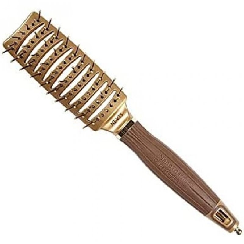 Olivia Garden NanoThermic Styler Vent Hair Brush with Anti-Bacterial Ceramic and Tourmaline-Ion Bristles 7 Rows