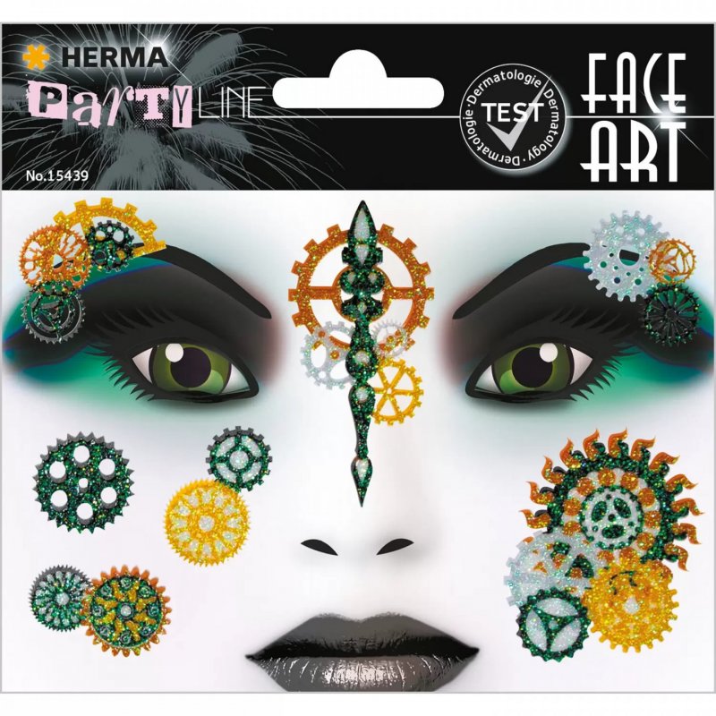HERMA 15439 Face Art Sticker Steampunk Marie Temporary Glitter Face Paint for Carnival Halloween