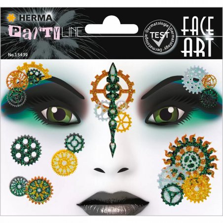 HERMA 15439 Face Art Sticker Steampunk Marie Temporary Glitter Face Paint for Carnival Halloween