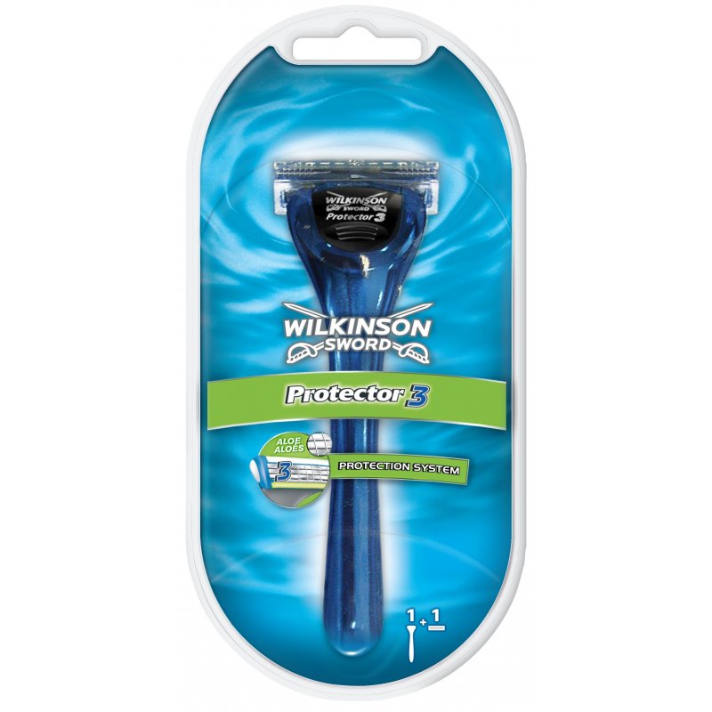 Wilkinson Sword Protector 3 For Men Smooth Shave Razor Handle 1 Blade Refill