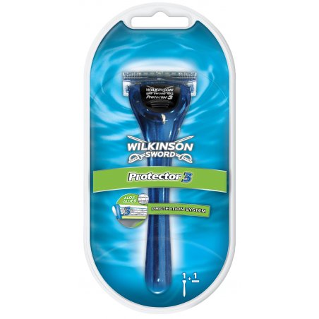 Wilkinson Sword Protector 3 For Men Smooth Shave Razor Handle 1 Blade Refill