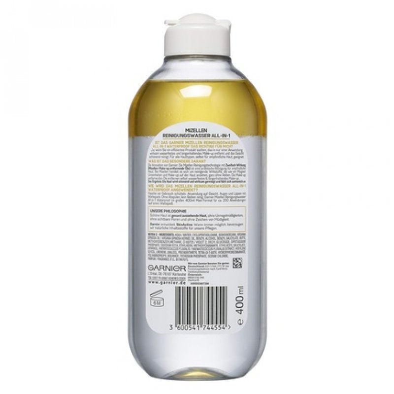 Garnier Micellar Cleansing Water All-In-One Waterproof Facial Cleanser for Sensitive Skin 400ml