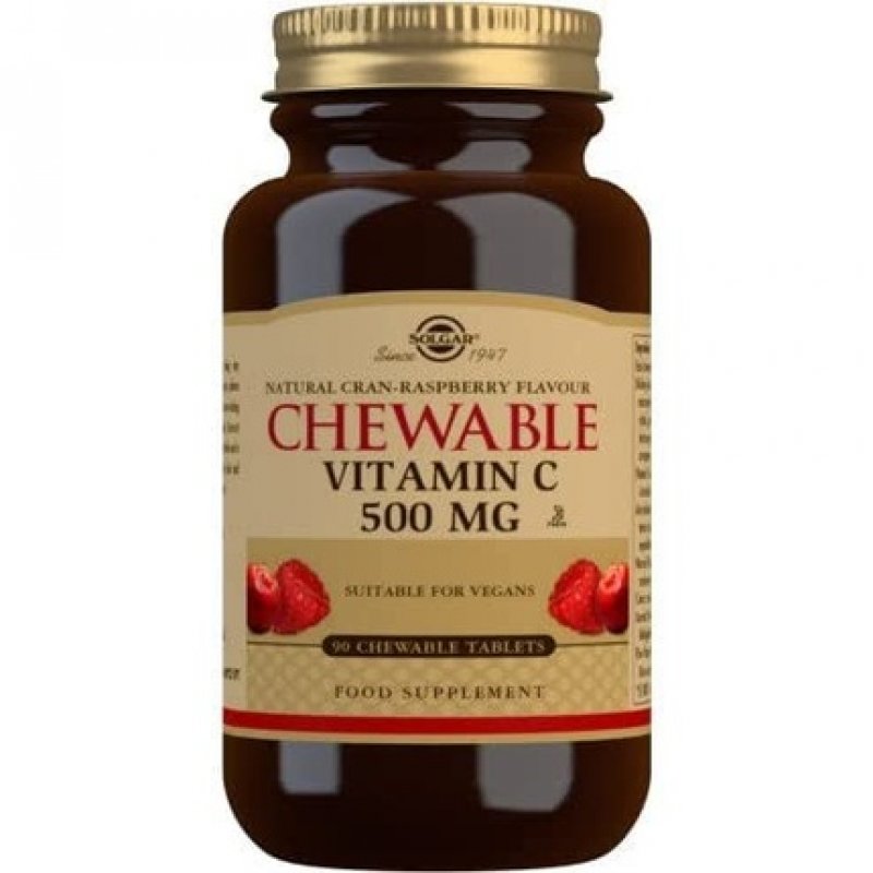 Solgar Vitamin C 500mg Chewable Tablets Cran Raspberry Flavor 90 Servings 90 Count