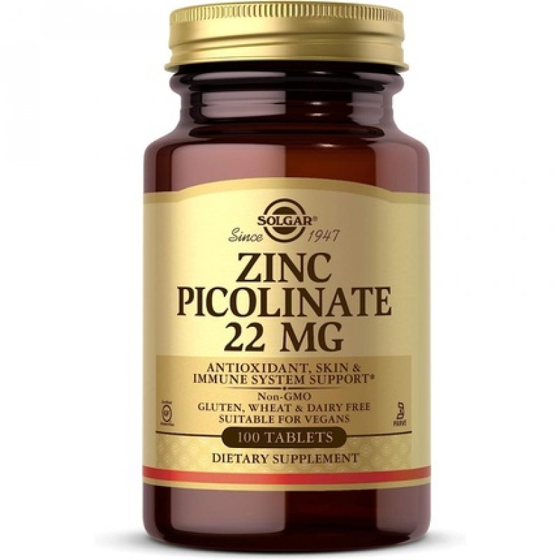 Solgar Zinc Picolinate 22mg Tablets - Healthy Skin, Hair and Nails - Highly Absorbable Premium Form, Easy to Swallow -