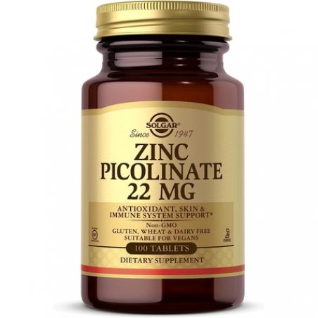 Solgar Zinc Picolinate 22mg Tablets - Healthy Skin, Hair and Nails - Highly Absorbable Premium Form, Easy to Swallow -