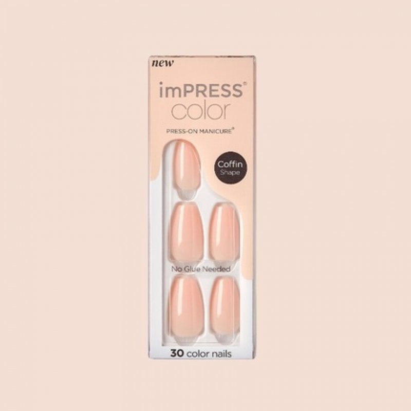 KISS Impress Color Press-On Nails One Step Gel Manicure Medium Coffin Bubble Kiss