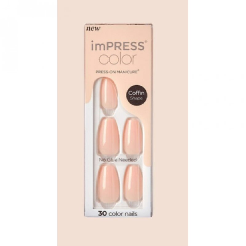 KISS Impress Color Press-On Nails One Step Gel Manicure Medium Coffin Bubble Kiss