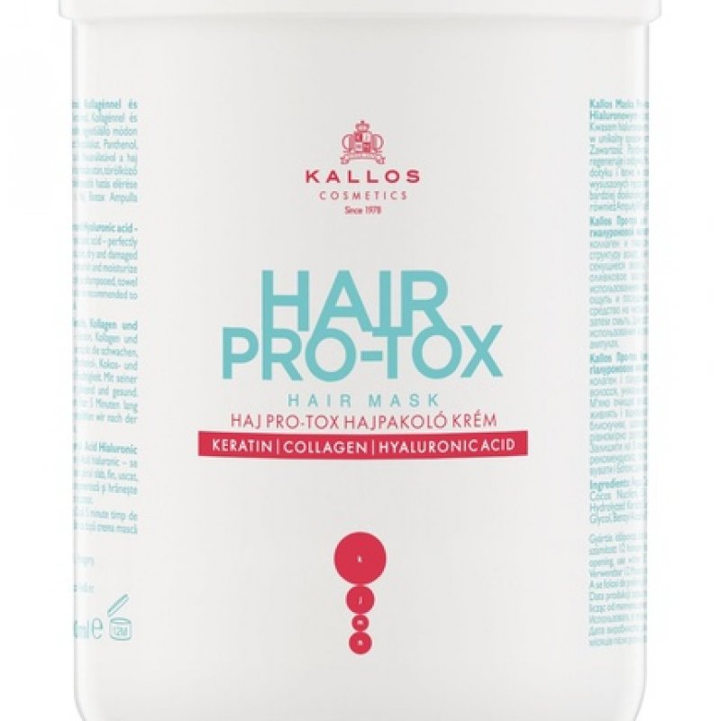 Kallos KJMN Hair Pro-tox Cream Hair Mask with Keratin, Collagen, and Hyaluronic Acid 500ml
