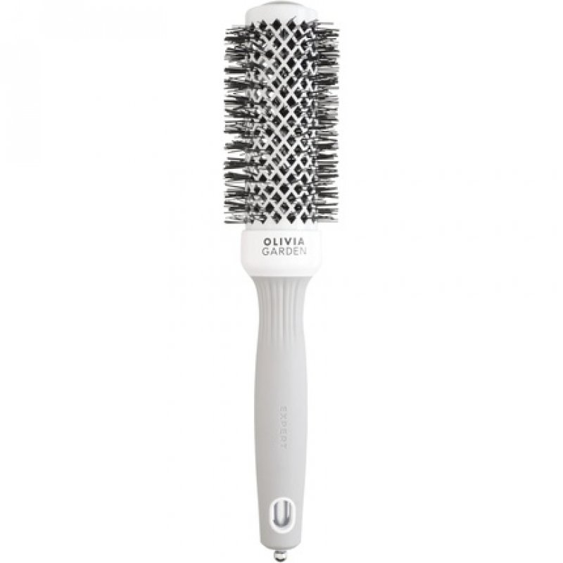 Olivia Garden Expert Blowout Shine Hairbrush White and Grey 35mm