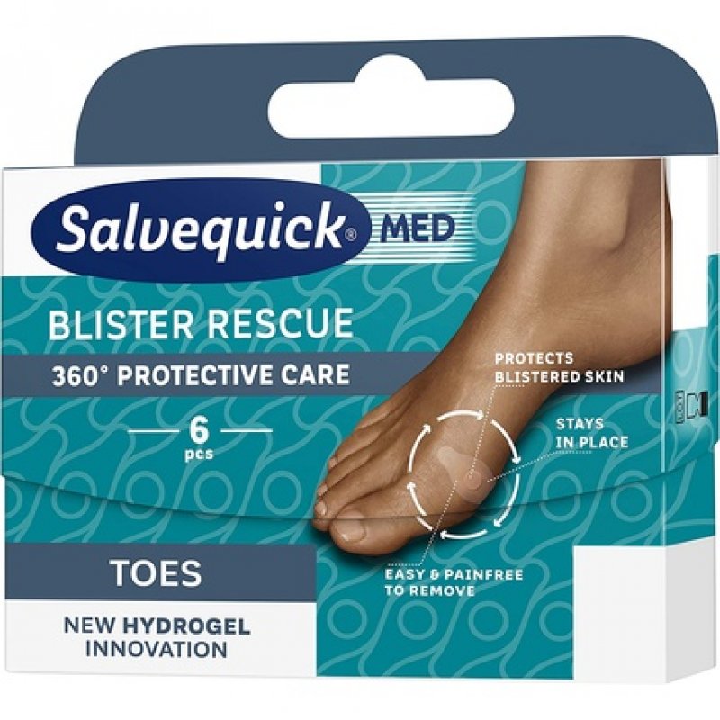 Salvequick Blister Rescue Toe Hydrogel Wound Pads for Blisters on The Toes - Pack of 6