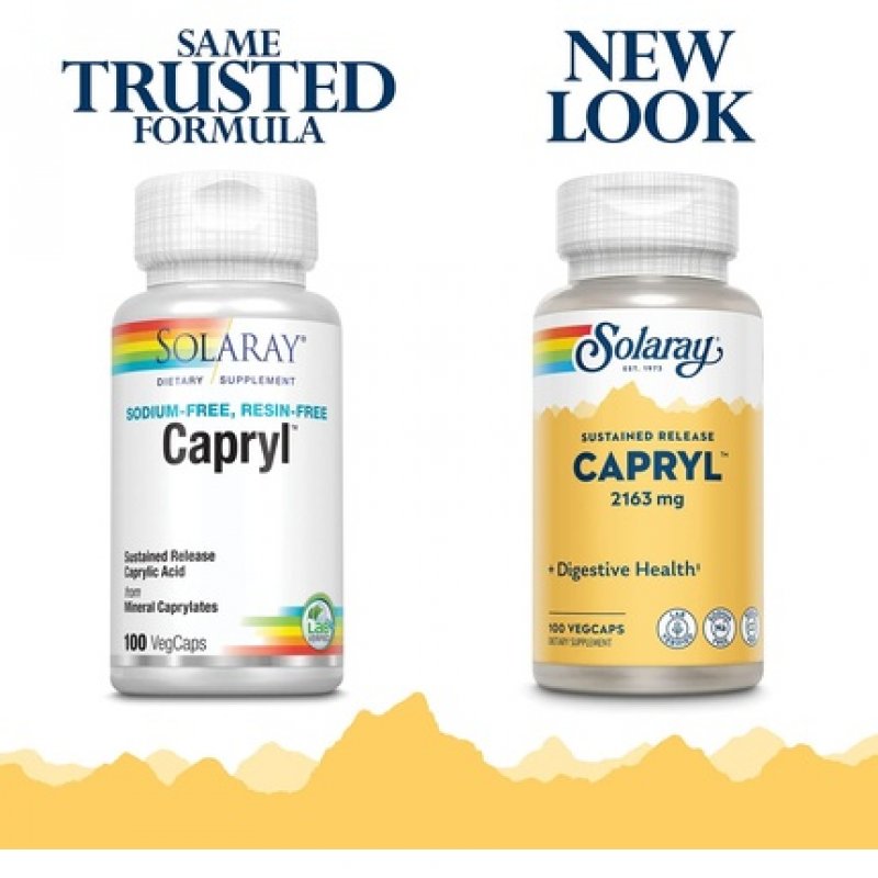 Solaray Capryl Sustained Release Caprylic Acid 100 VegCaps - 16 Servings