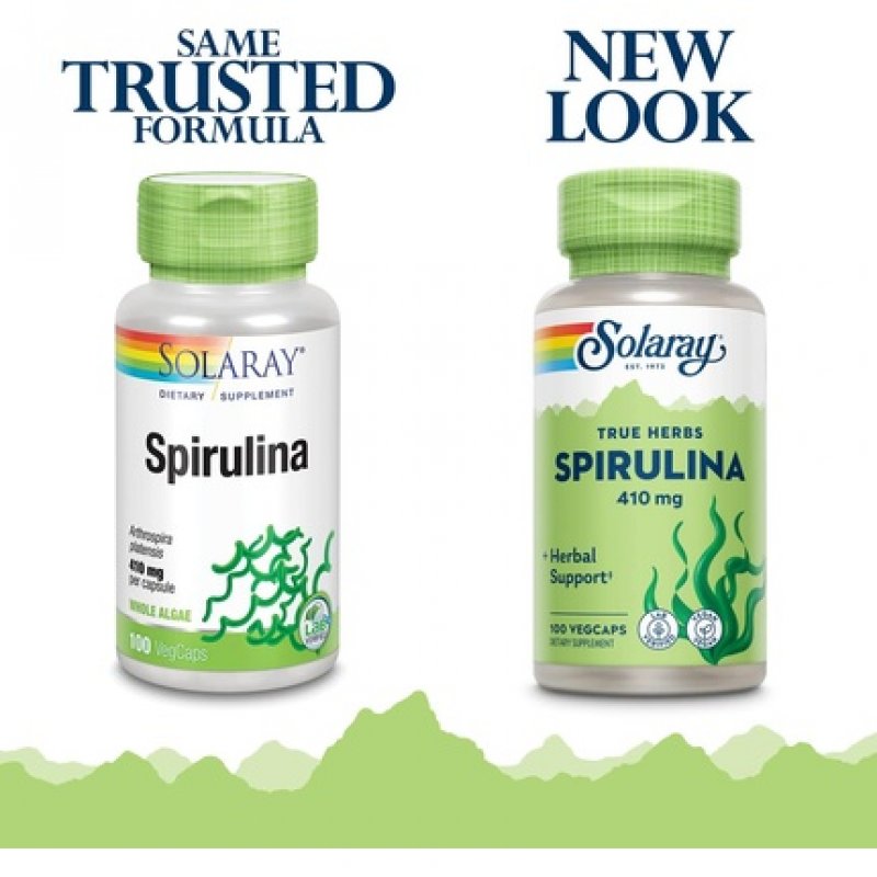 SOLARAY Spirulina 410mg Algae Superfood Supports Energy Vitality and Overall Health 100ct