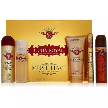 Cuba Royal for Men Gift Set Eau de Toilette Spray 3.4 ounce 1.17 ounce Shower Gel After Shave Body Spray