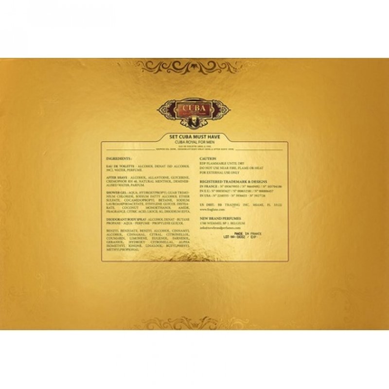 Cuba Royal for Men Gift Set Eau de Toilette Spray 3.4 ounce 1.17 ounce Shower Gel After Shave Body Spray