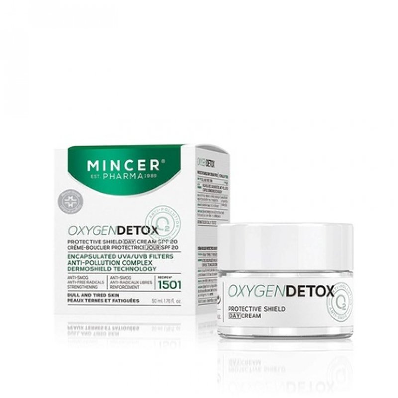 Mincer Pharma Oxygen Detox Protective Shield Anti-Smog Anti-Free Radicals Day Face Cream SPF 20 for Dull and Tired Skin