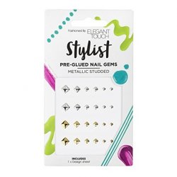 Elegant Touch Nail Stylist with Metallic Studs and Pre-glued Art Gems