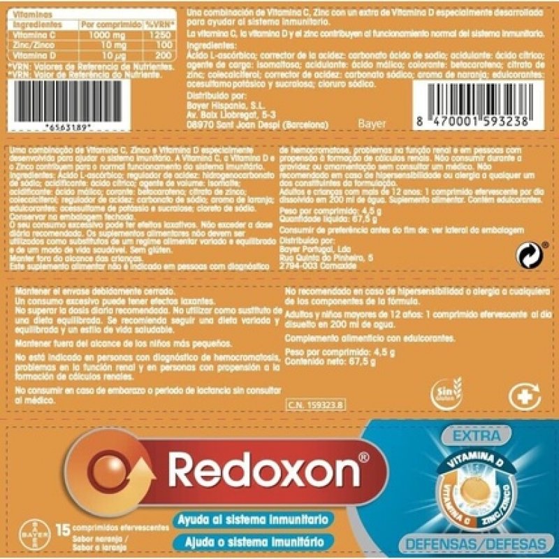 Redoxon Vitamin Double Ac. 15 Effervescent Orange Tablets