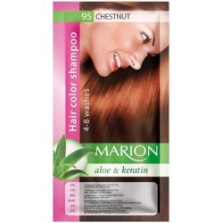 Marion Hair Dye Shampoo in Bag Semi-Permanent Color with Aloe and Keratin 95 Chestnut