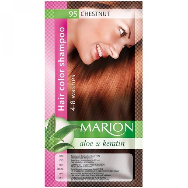 Marion Hair Dye Shampoo in Bag Semi-Permanent Color with Aloe and Keratin 95 Chestnut
