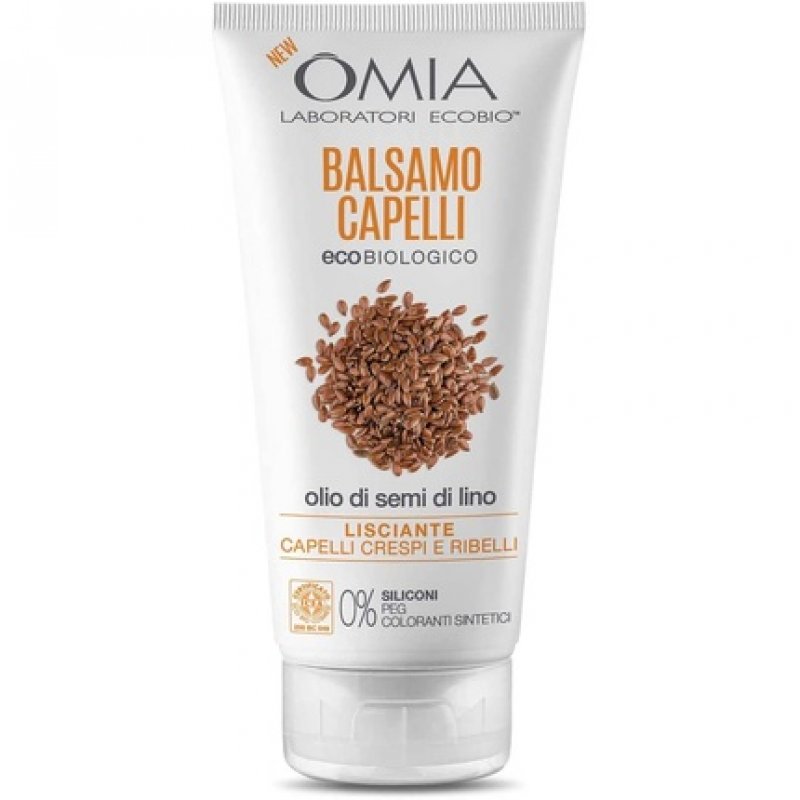 Omia Eco Bio Hair Conditioner with Flaxseed Oil for Frizzy, Straightening and Disciplining Hair - 180ml Bottle