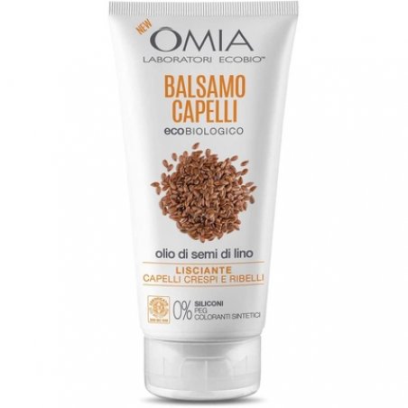 Omia Eco Bio Hair Conditioner with Flaxseed Oil for Frizzy, Straightening and Disciplining Hair - 180ml Bottle