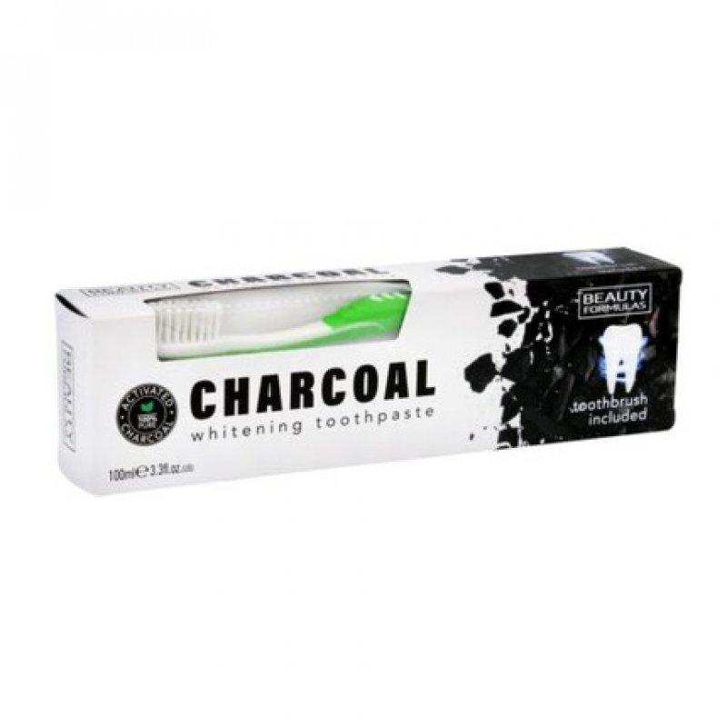 Beauty Formulas Whitening Charcoal Toothpaste 100ml with Brush