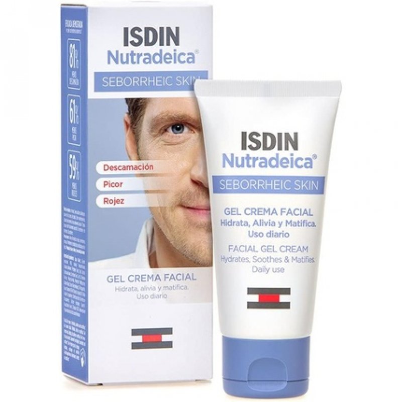 ISDIN Nutradeica Facial Gel Cream 50ml for Seborrheic Skin - Hydrates, Soothes and Matifies Skin