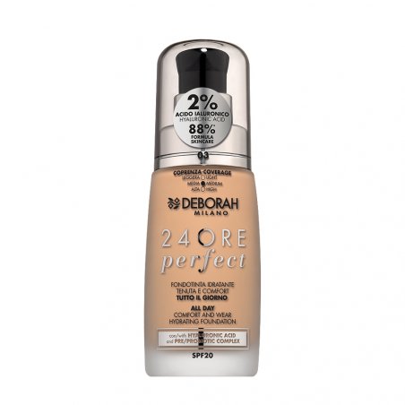 Deborah Milano Liquid Foundation 24 Hours Perfect Moisturising SPF 20 30ml No. 3 Caramel Beige