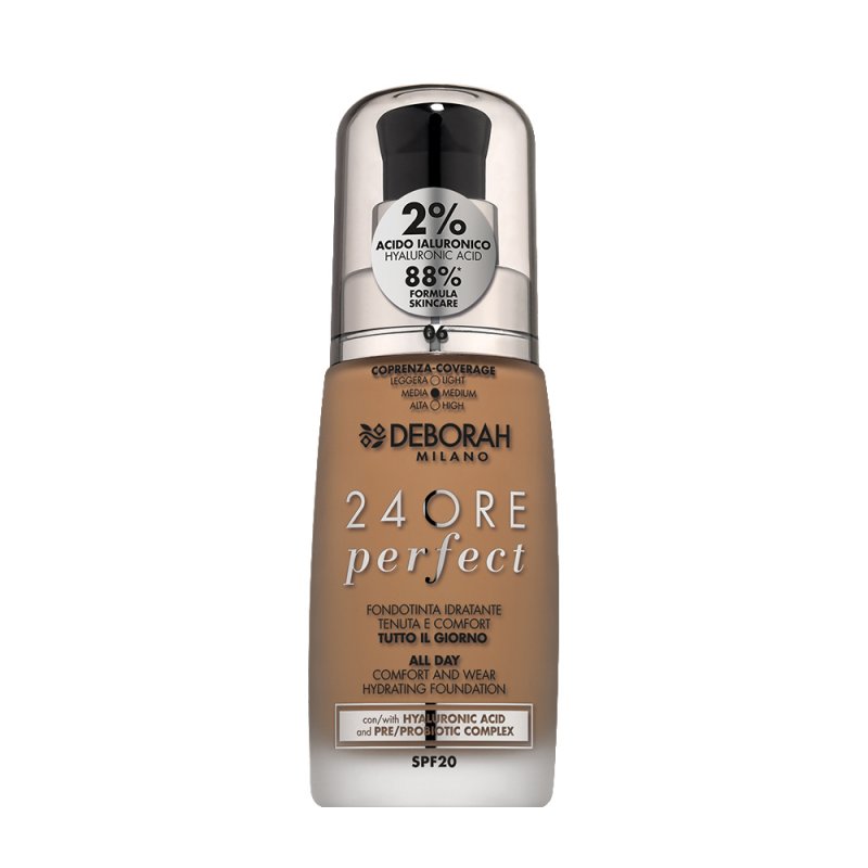 Deborah Milano 24 Hours Liquid Foundation Perfect Moisturizing SPF 20 30ml No.6 Caramel