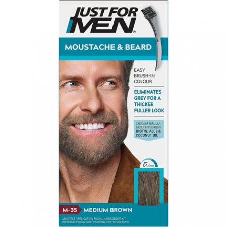 Just For Men Brush-In Color Gel Formula for Mustache and Beard Medium Brown 28g