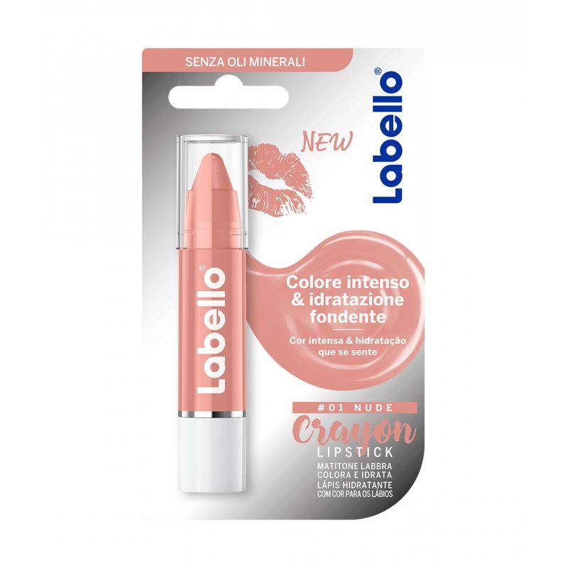 Labello Nude Colored Lip Balm 1 Lipstick Color and Moisturize Lip Pencil Mineral Oils and Parabens Free