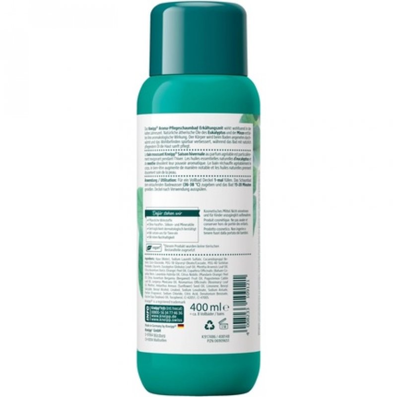 Kneipp Aroma Care Foam Bath Cold Time Bath Additive with Eucalyptus & Mint 400ml
