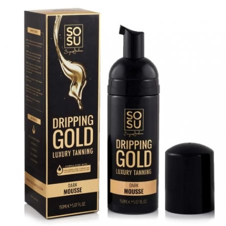 SOSU Dripping Gold Luxury Self Tanning Mousse 5 Oz Dark with Hyaluronic Acid and Vitamins A & E