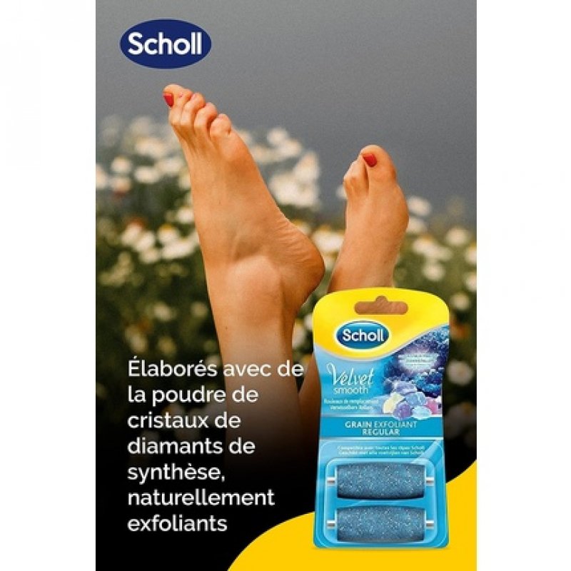 Scholl Velvet Smooth Express Pedi Crystal Diamonds Exfoliating Grain 2 Replacement Rolls 2 Count