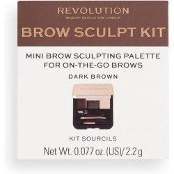 Makeup Revolution Brow Sculpt Kit Dark Brown Eyebrow Palette Box 2.2 gr
