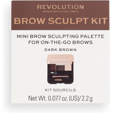 Makeup Revolution Brow Sculpt Kit Dark Brown Eyebrow Palette Box 2.2 gr