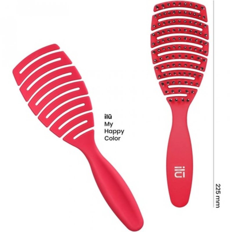TB Tools for Beauty ILU My Happy Color Detangling Hairbrush for Wet and Dry Hair Red