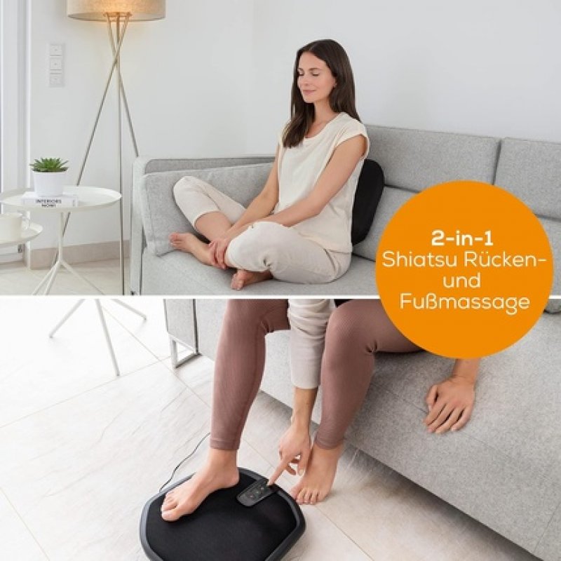 Beurer FM 70 Shiatsu Foot and Back Massager with Optional Heat Function for Relieving Tensions - Automatic Shutdown