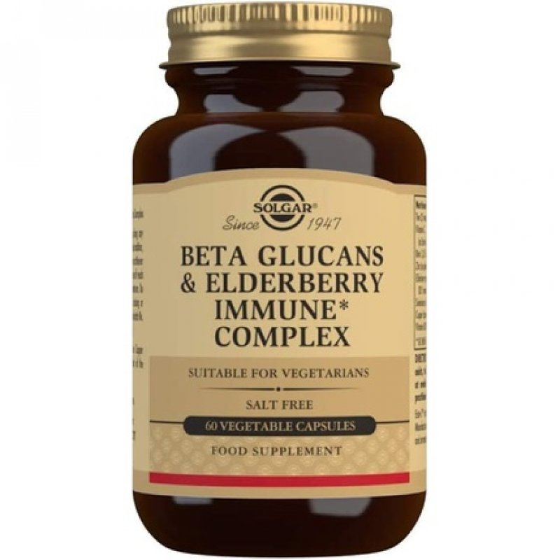 Solgar Beta Glucans & Elderberry Immune Complex Vegetable Capsules 60 Capsules - Immune Supportive Nutrients -
