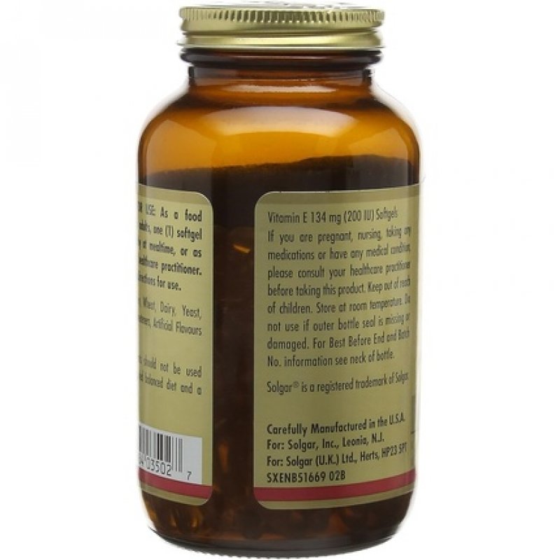 Solgar Vitamin E Softgels 134mg (200 IU) 250 Count