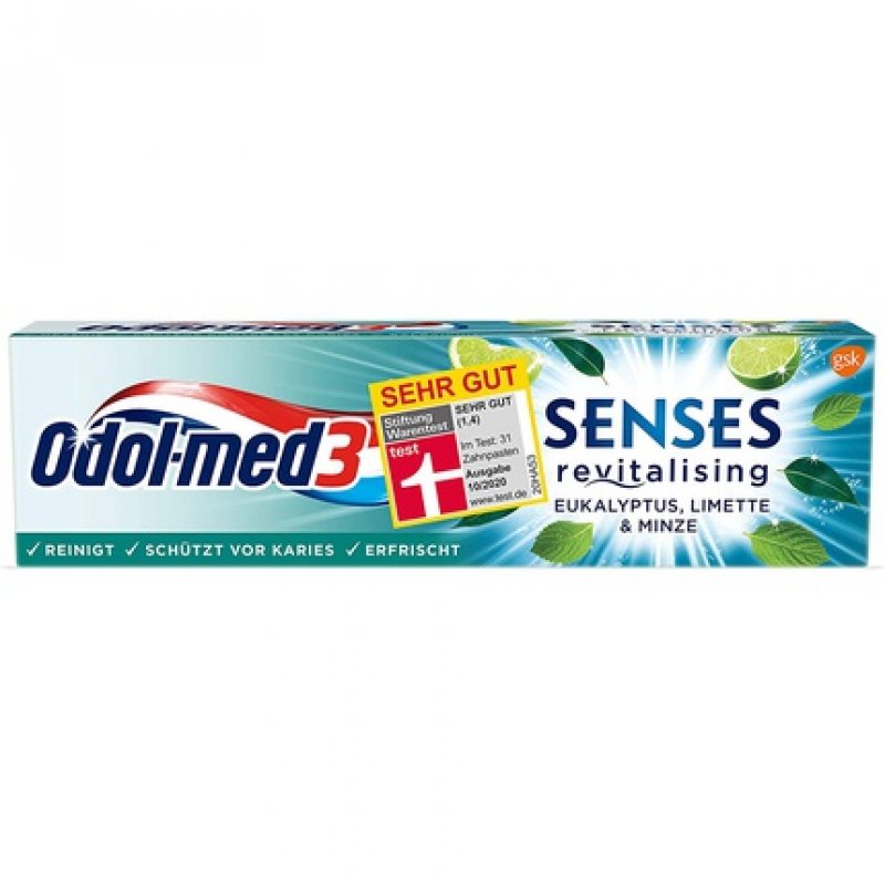 Odol-med 3 SENSES Revitalising Eucalyptus Lime and Mint Toothpaste 75ml