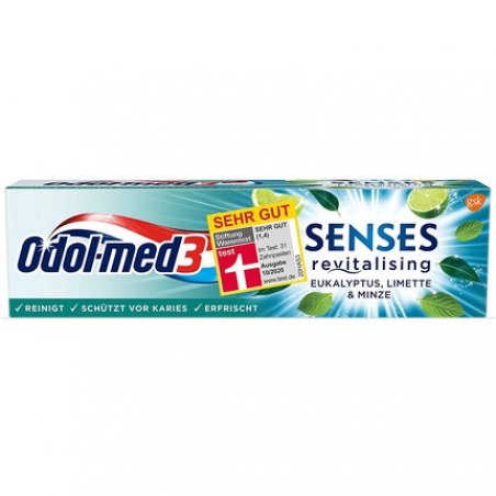 Odol-med 3 SENSES Revitalising Eucalyptus Lime and Mint Toothpaste 75ml