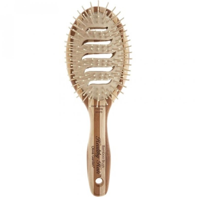 Olivia Garden Bamboo Touch Brush Eco-conscious Bamboo Detangle Hair Brush Nylon Bristles Size M Vent