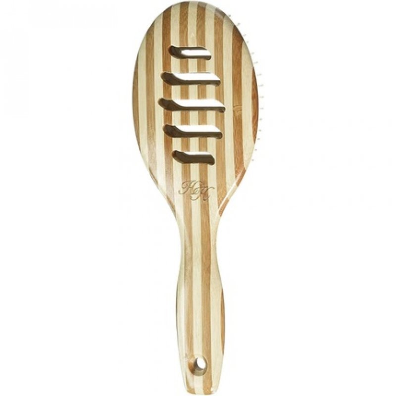 Olivia Garden Bamboo Touch Brush Eco-conscious Bamboo Detangle Hair Brush Nylon Bristles Size M Vent