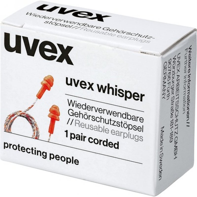 Uvex Whisper Standard Polyurethane Foam Earplugs