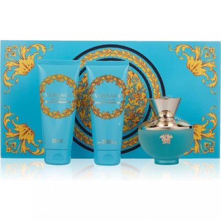 Versace Dylan Turquoise Femme Set: Eau de Toilette Spray 100ml, Shower Gel 100ml & Body Lotion 100ml