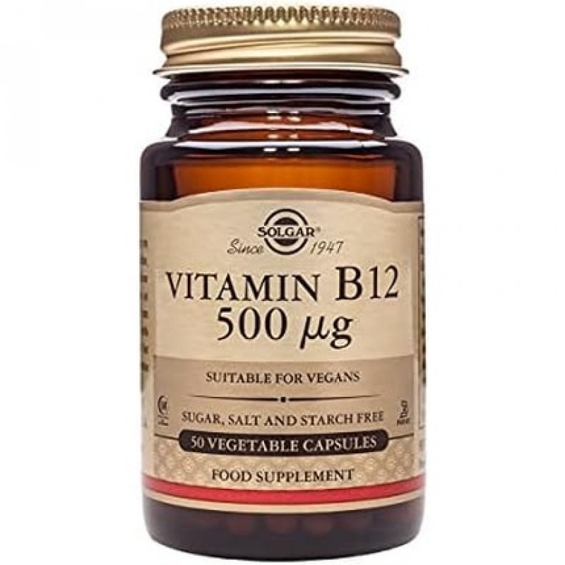 Solgar Vitamin B12 500µg Vegetable Capsules Easy to Take Form - Vegan